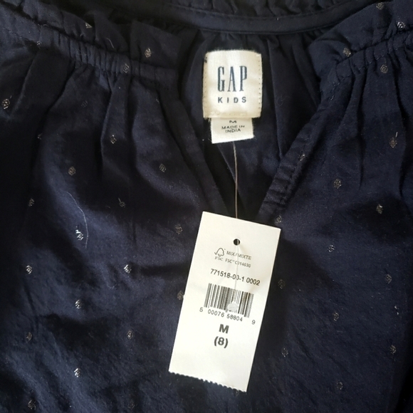 NEW Gap Kids Navy Blue Metallic Dot Dress Medium 8 - Picture 2 of 4